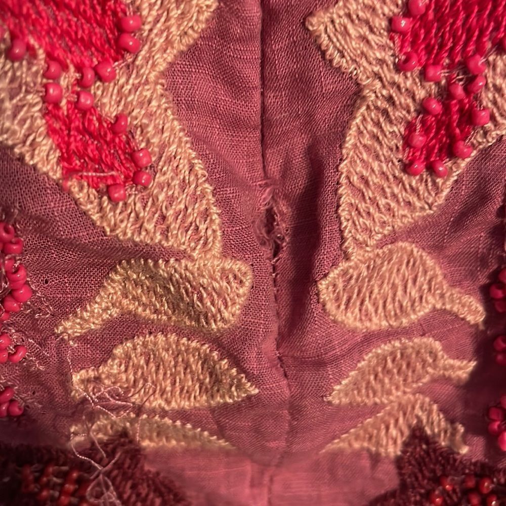 Anthropologie Maeve Embroidered Beaded Mini Dress Pink - Picture 8 of 11